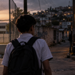 Adolescente en una representación sobre reclutamiento de menores por estructuras criminales en Ecuador.