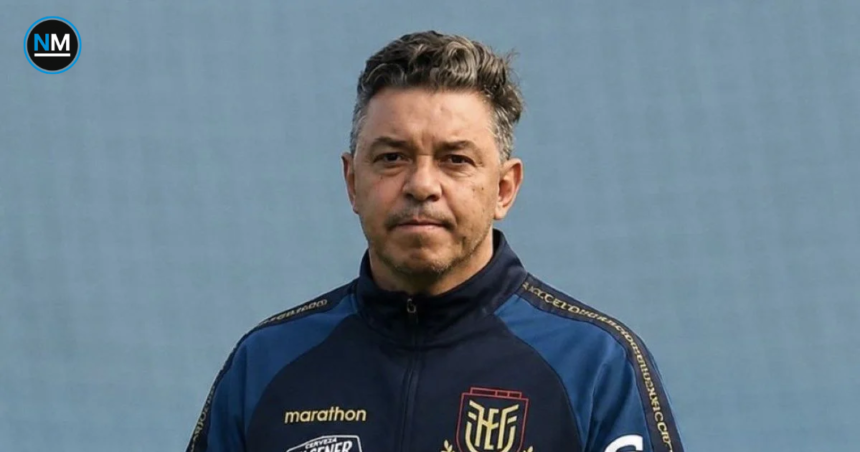 Marcelo Gallardo durante su debut como entrenador de Ecuador ante Corea del Sur.