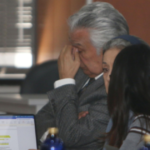 Lenín Moreno durante una nota sobre la decisión judicial en el caso Sinohydro.