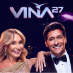 Imagen promocional del Festival de Viña del Mar 2027 con sus presentadores sobre un fondo oscuro.