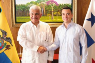 Daniel Noboa y José Raúl Mulino durante la reunión mantenida en Guayaquil el 4 de septiembre de 2026.