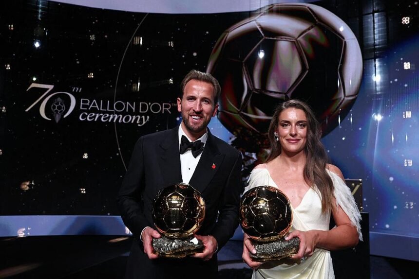 Harry Kane y Alexia Putellas posan con sus trofeos del Balón de Oro 2026 durante la ceremonia celebrada en Londres.