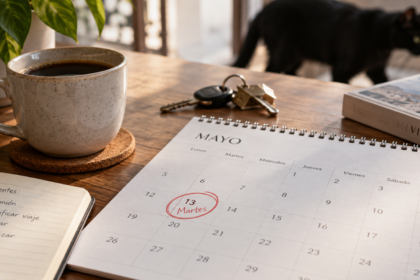 Calendario marcado en martes 13 como referencia a la superstición de la mala suerte.
