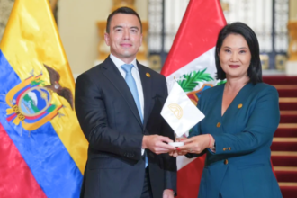 Daniel Noboa y Keiko Fujimori durante la firma de la Declaración Presidencial de Lima 2026