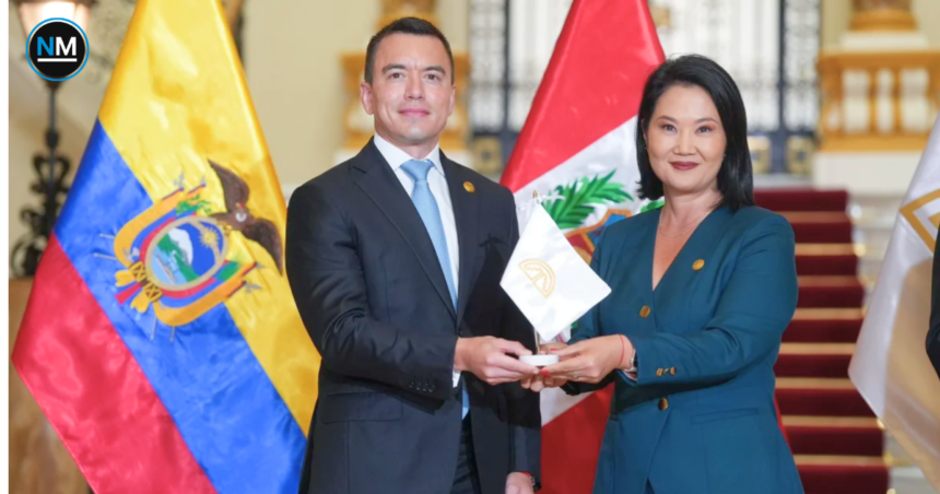 Daniel Noboa y Keiko Fujimori durante la firma de la Declaración Presidencial de Lima 2026