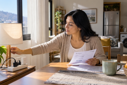 Persona aprovechando la iluminación natural de su vivienda para reducir el consumo eléctrico