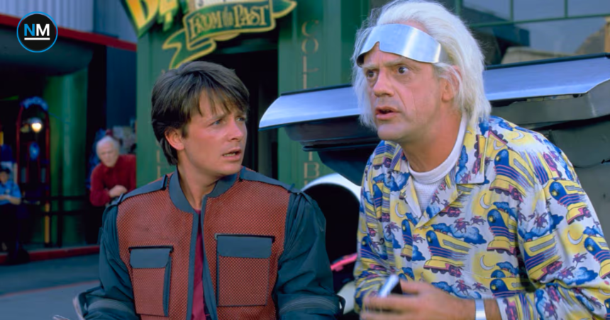 Marty McFly y Doc Brown en una escena de Volver al futuro II, si ambos aparecen en la imagen elegida